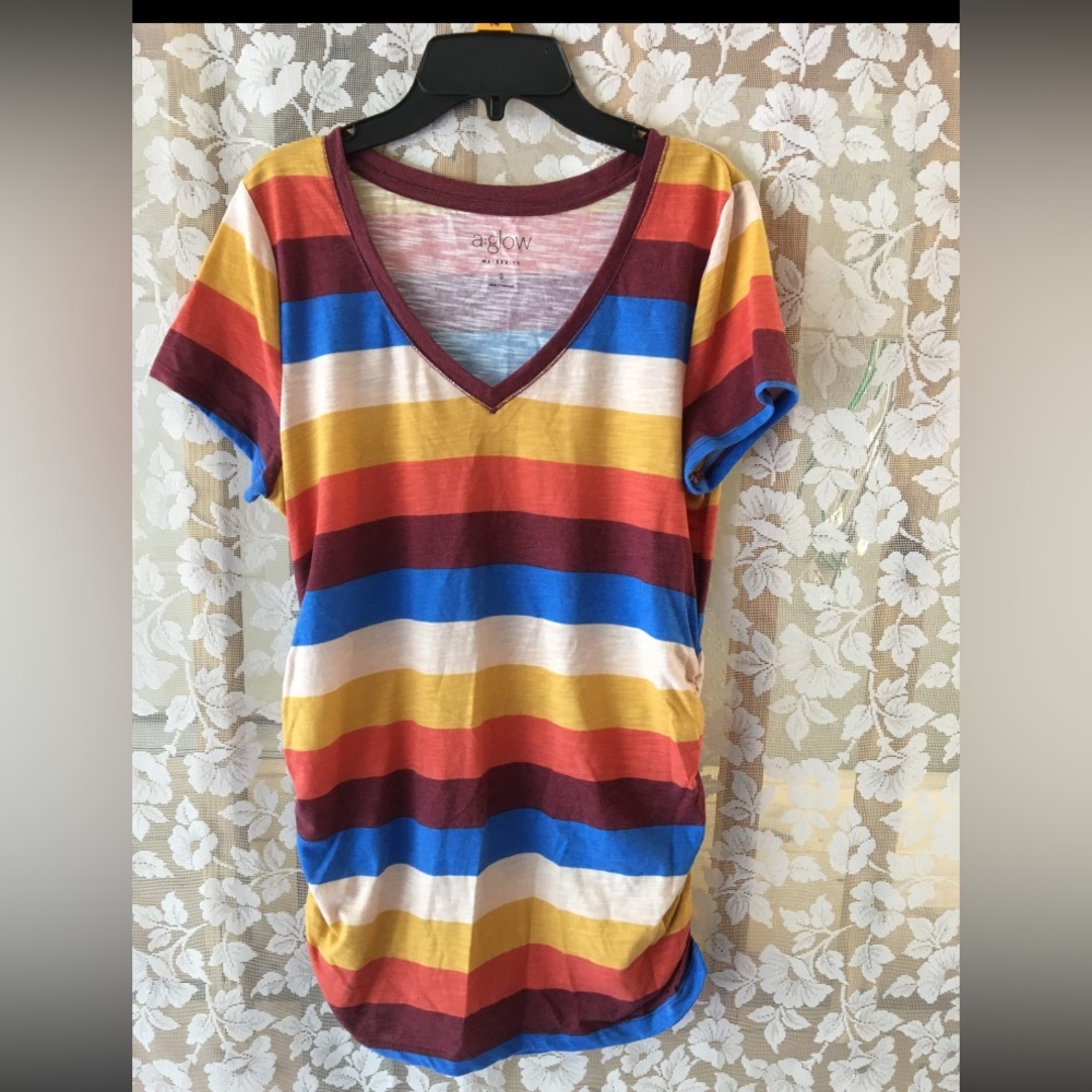 AGlow maternity size small ruched sides striped